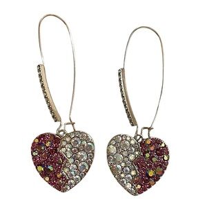 Betsey Johnson Women’s Broken Heart Rhinestone Pink and Gold Statement Earrings